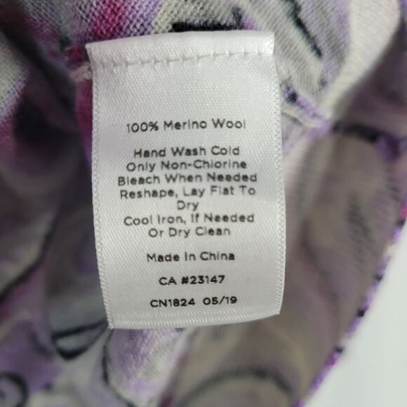 Talbots Merino Wool Gathered Shoulder Paisley Sweater Top size 2XP purple office - Picture 6 of 7